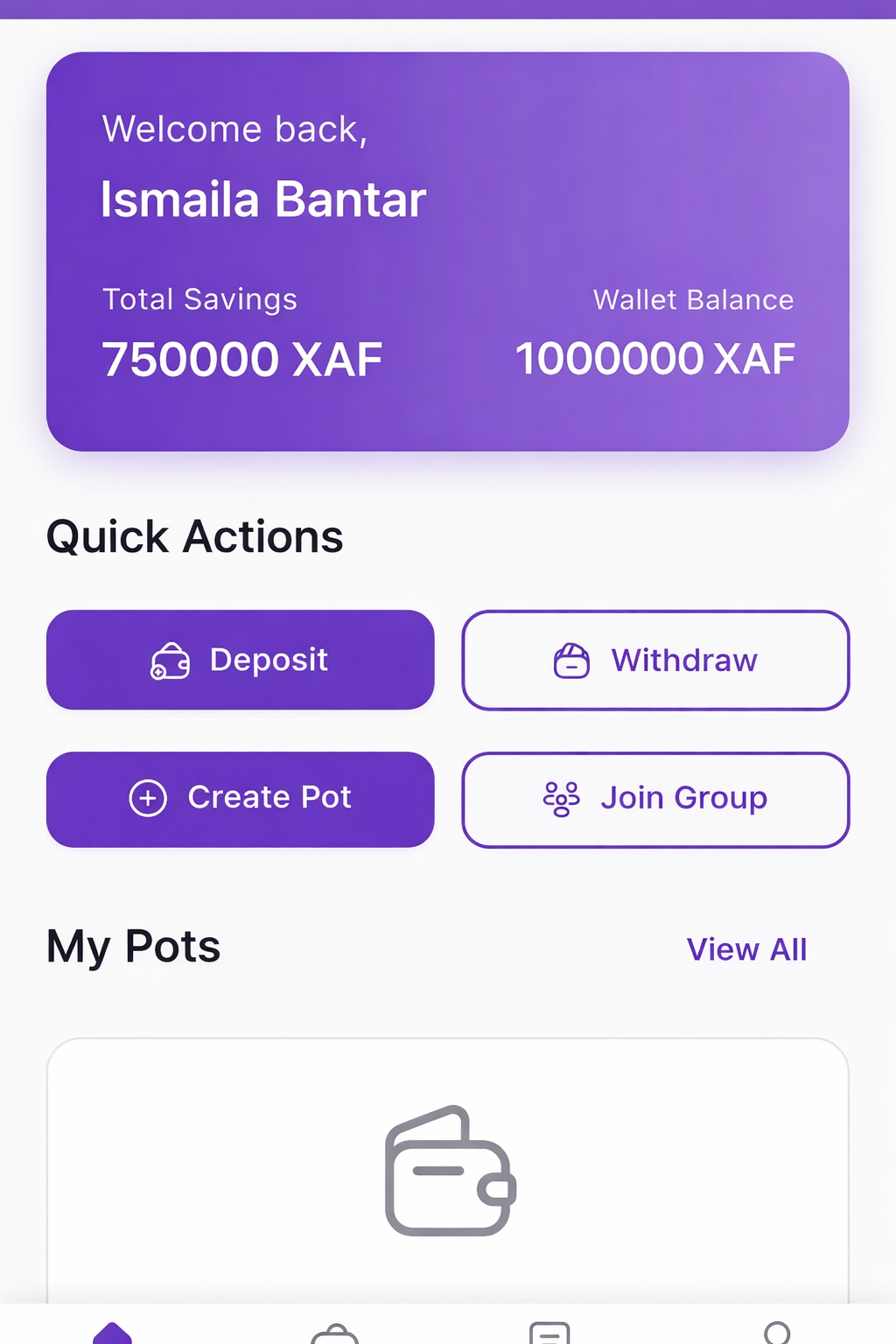 Payout cycle screen in MBAMBA